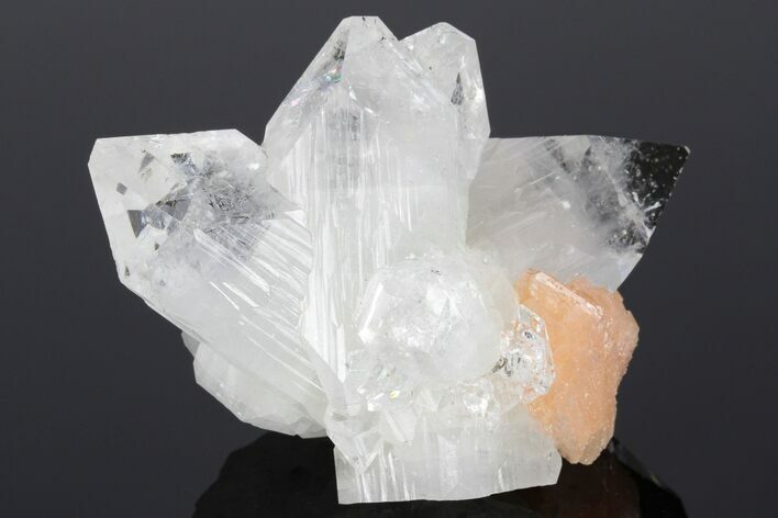 Colorless Apophyllite Crystal Cluster with Stilbite - India #183971